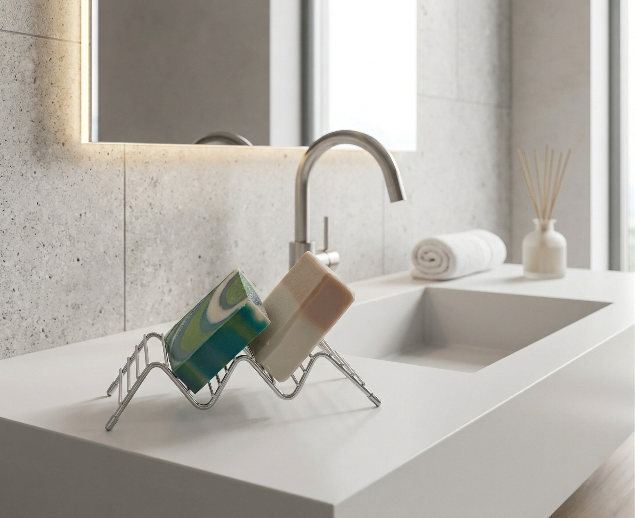 Wire rack soap holder